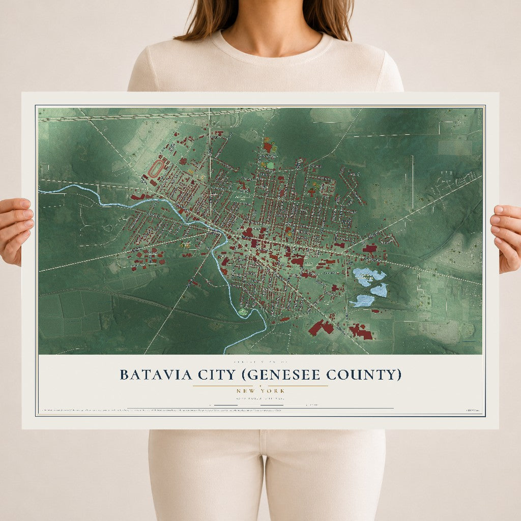 Batavia City (Genesee County), New York map print, 18" x 24" Archival Matte Print mockup