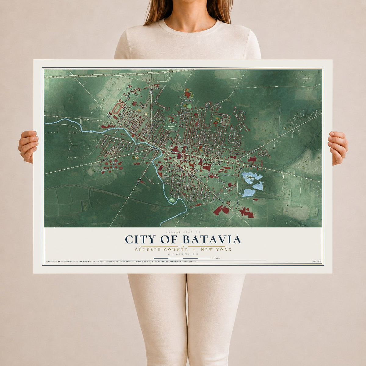 Map of the City of Batavia, Genesee County, New York, 24 x 36 inch unframed archival matte print