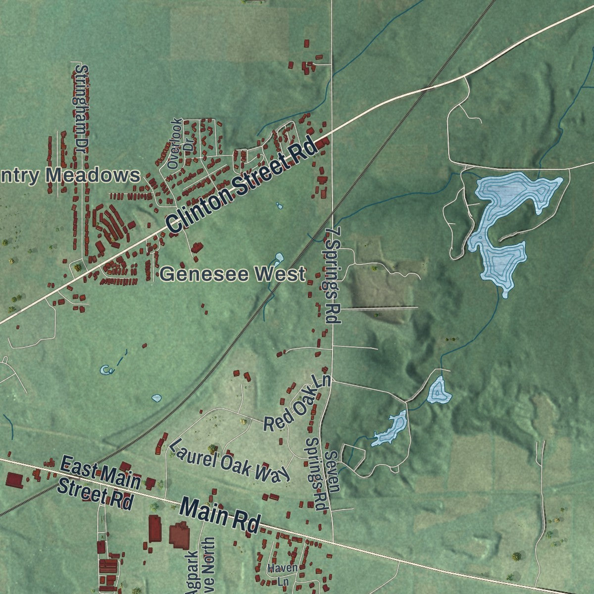 Close-up of the map of the Town of Batavia, Genesee County, New York print showing street and building detail