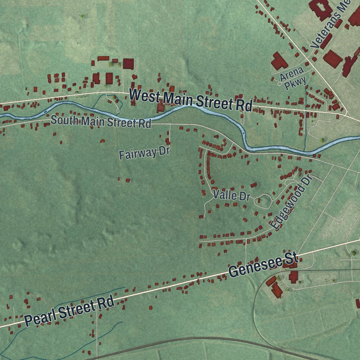 Close-up 2 of the Batavia Town (Genesee County), New York map artwork