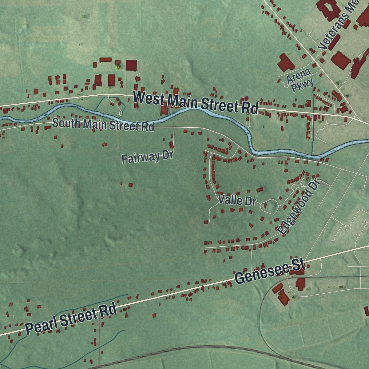 Second close-up of the map of the Town of Batavia, Genesee County, New York print showing more streets and buildings