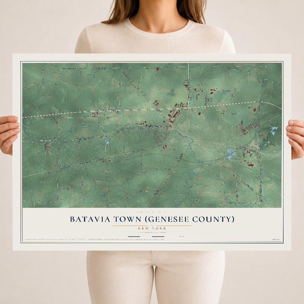 Batavia Town (Genesee County), New York map print, 18" x 24" Archival Matte Print mockup