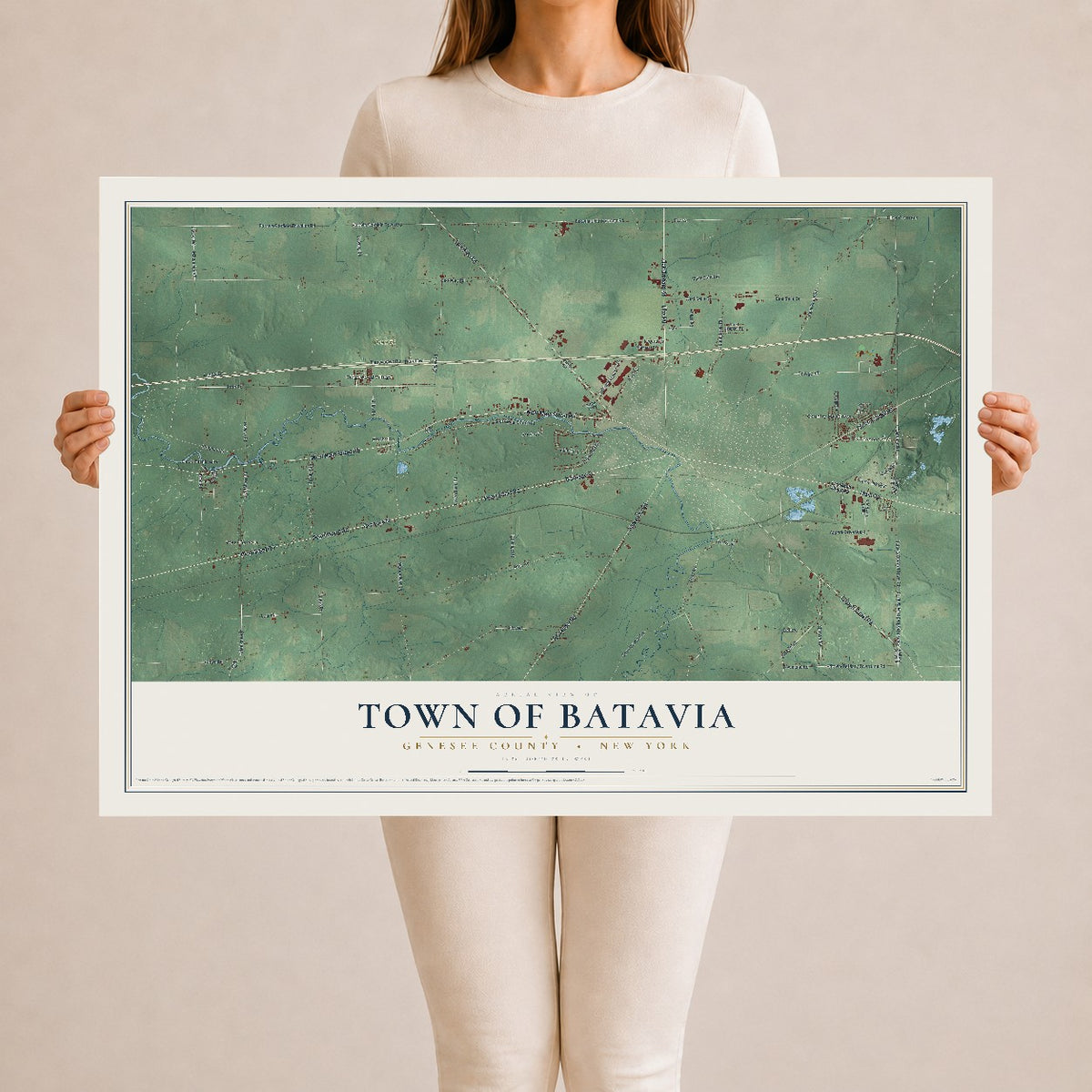 Map of the Town of Batavia, Genesee County, New York, 24 x 36 inch unframed archival matte print