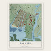Bay Park, New York map print, the full design