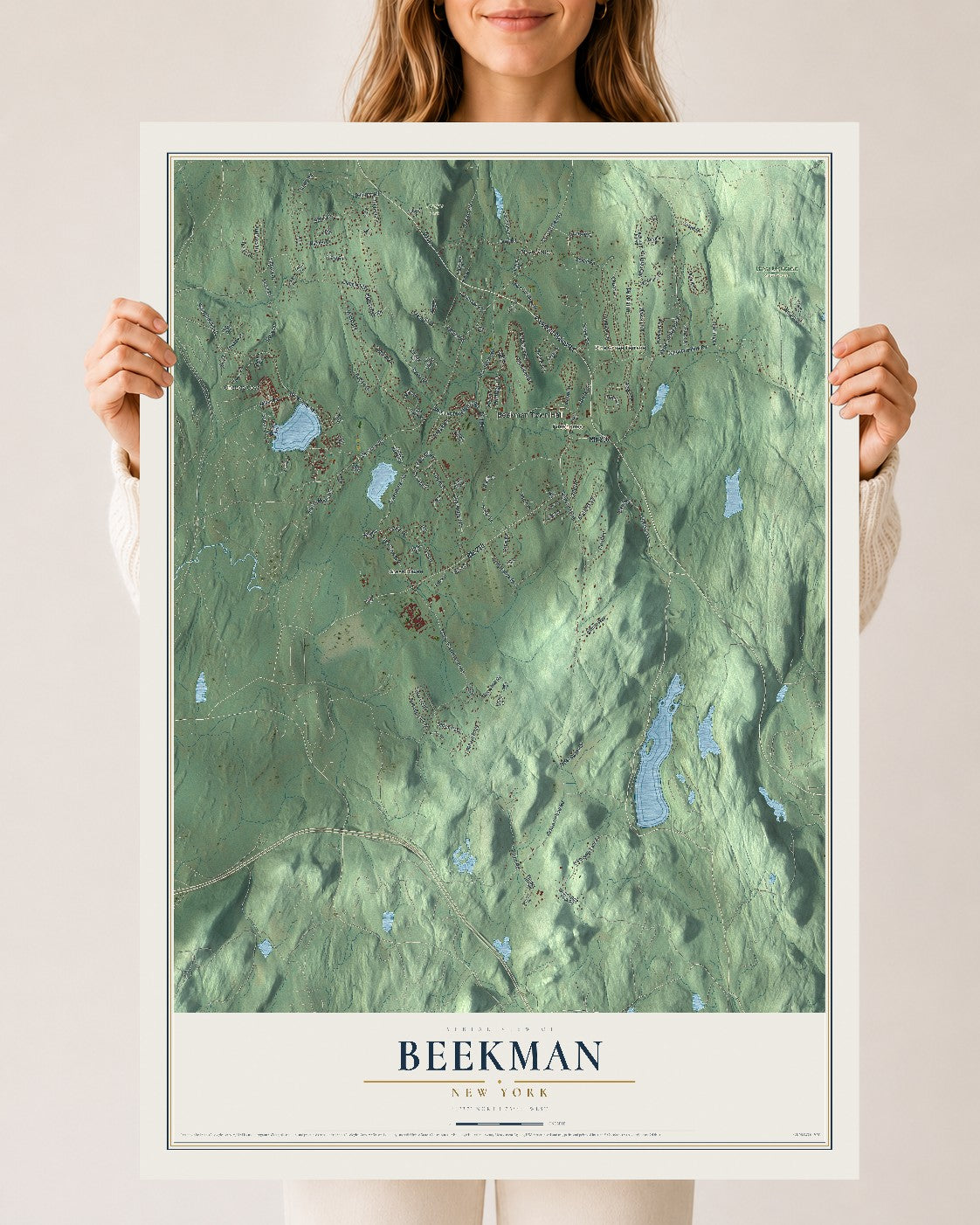 Beekman, New York map print, 24" x 36" Archival Matte Print mockup