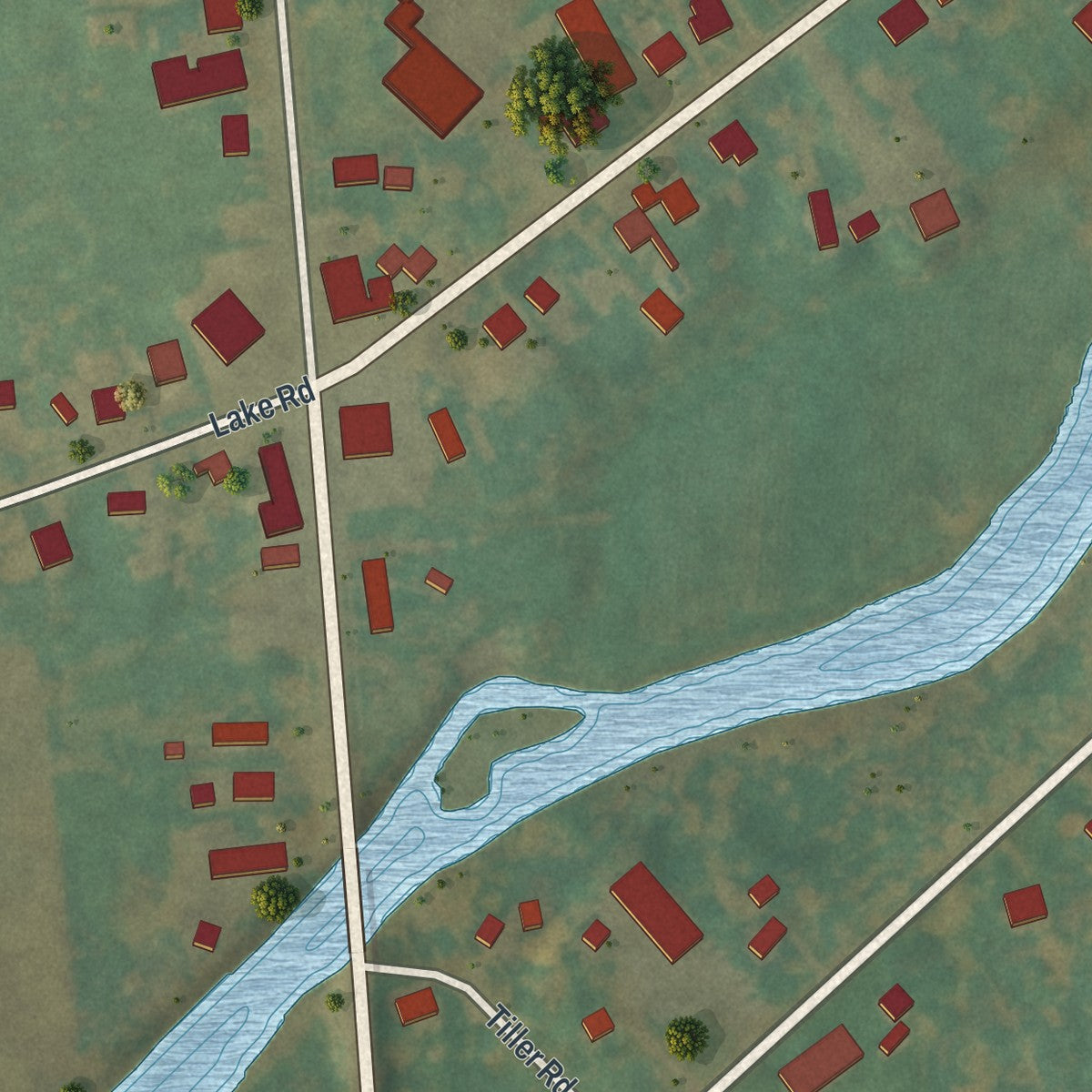 Close-up of the map of Belleville, New York print showing street and building detail