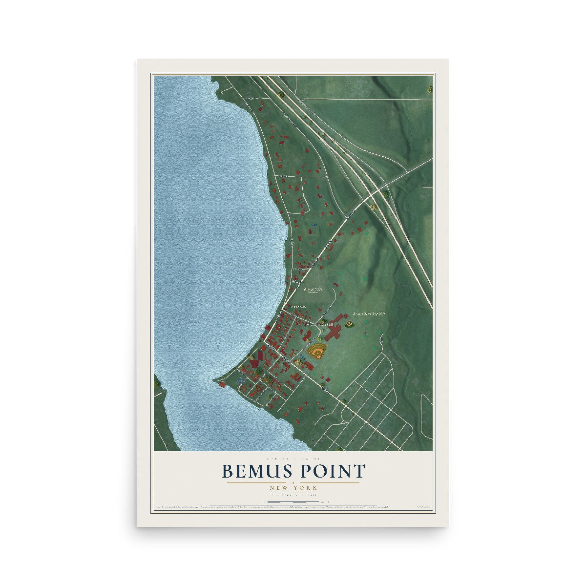 Bemus Point, New York map print, 12" x 18" Archival Matte Print mockup