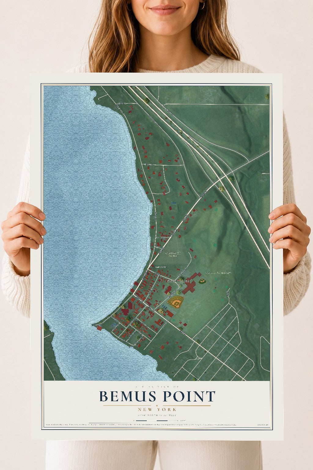 Bemus Point, New York map print, 18" x 24" Archival Matte Print mockup