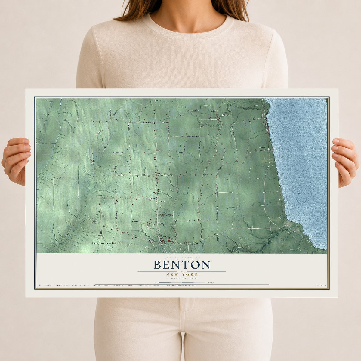 Benton, New York map print, 12" x 18" Archival Matte Print mockup