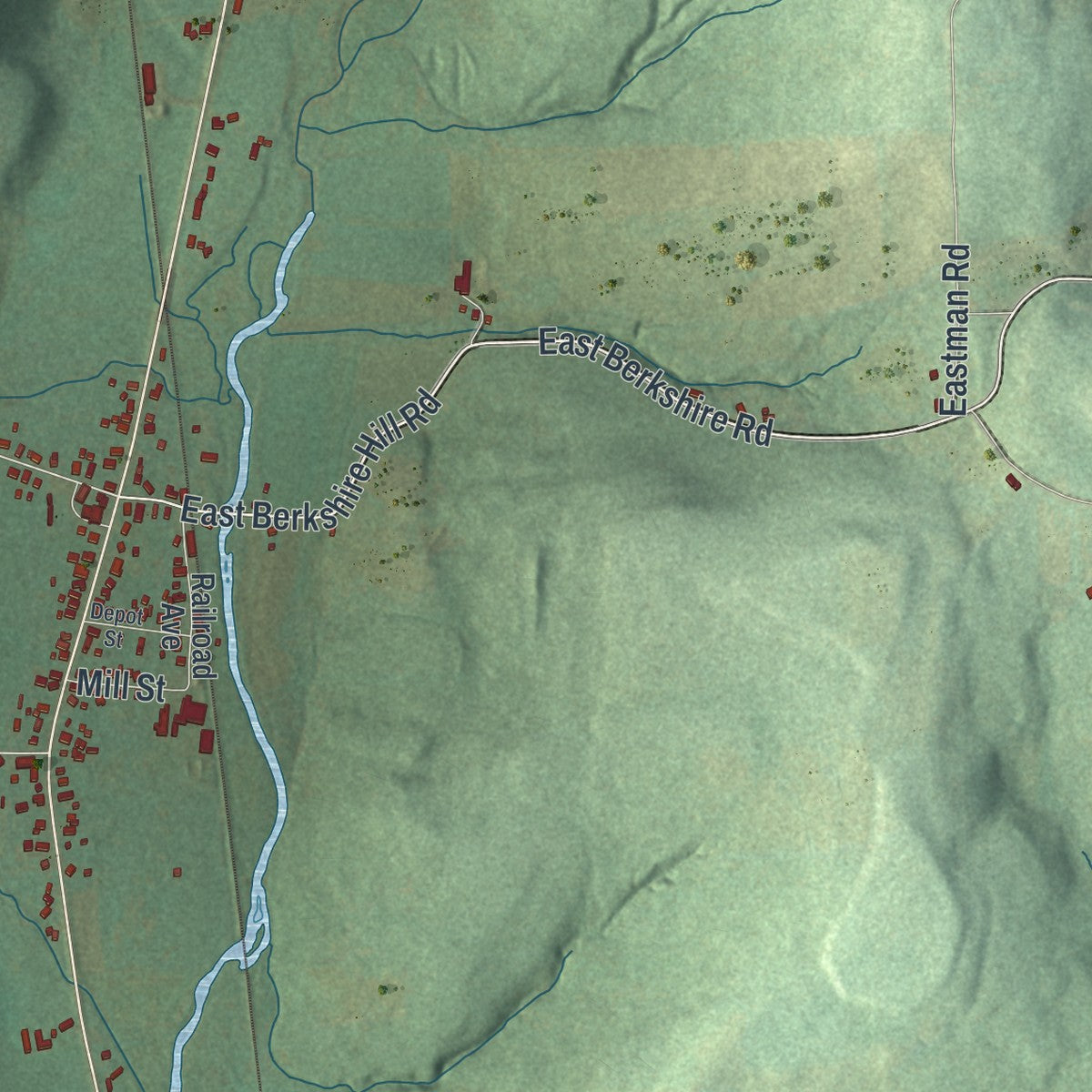 Close-up 1 of the Berkshire, New York map artwork