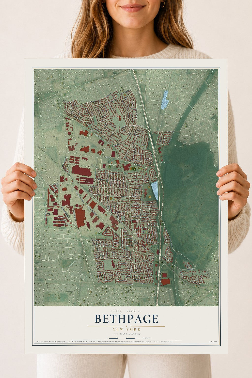 Bethpage, New York map print, 18" x 24" Archival Matte Print mockup