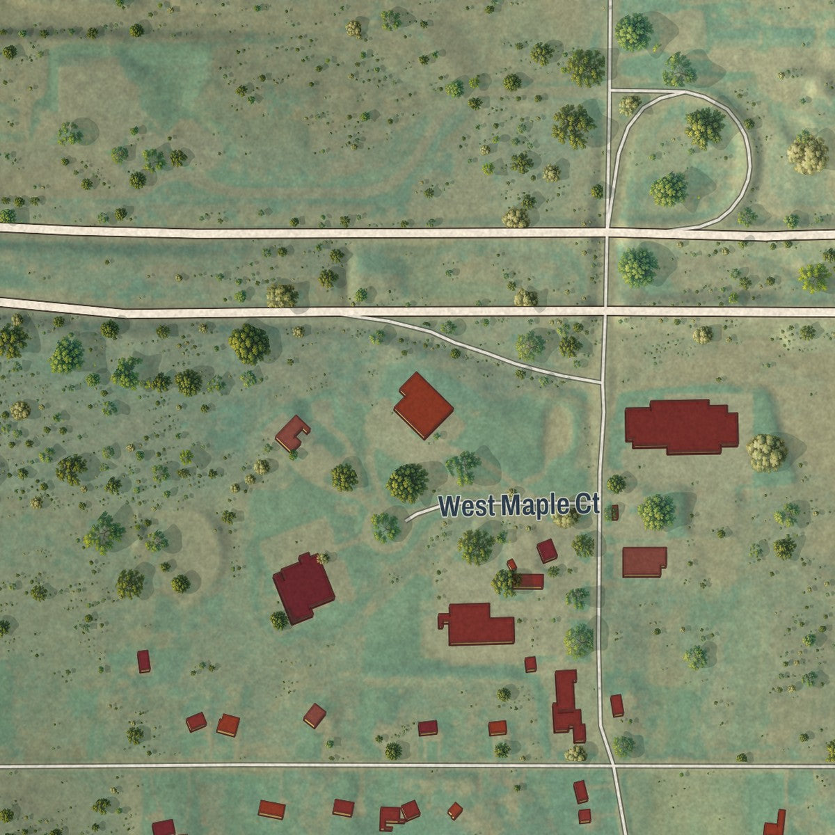 Close-up of the map of Billington Heights, New York print showing street and building detail