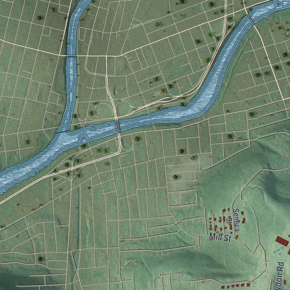 Close-up 1 of the Binghamton Town (Broome County), New York map artwork