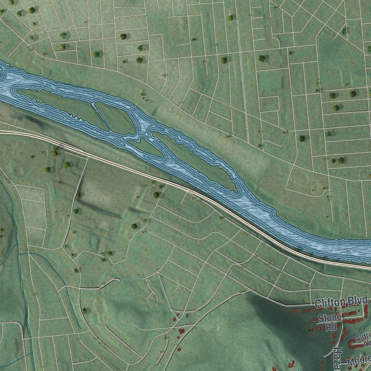 Close-up 2 of the Binghamton Town (Broome County), New York map artwork
