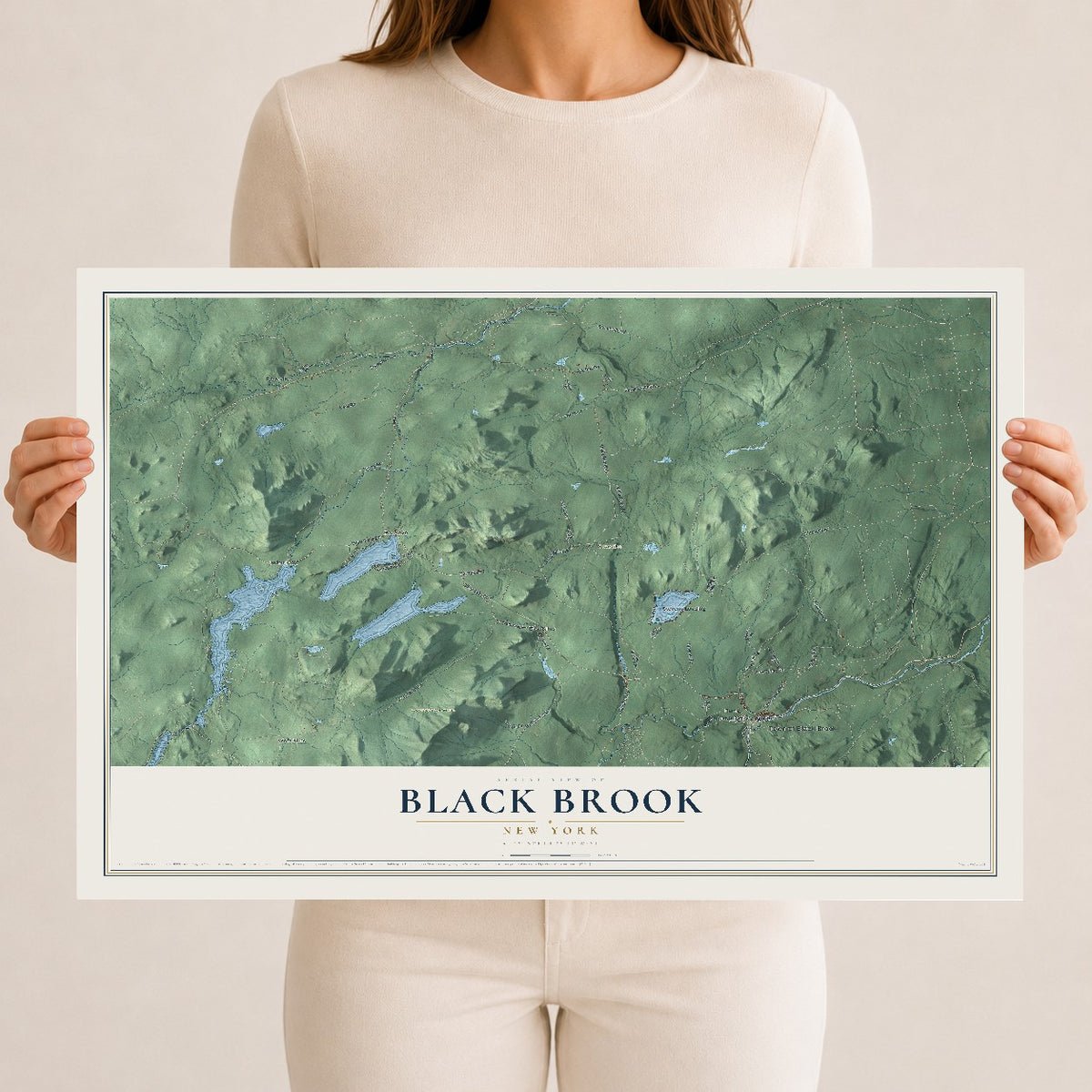Black Brook, New York map print, 12" x 18" Archival Matte Print mockup