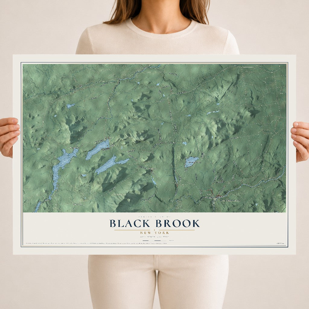 Black Brook, New York map print, 18" x 24" Archival Matte Print mockup