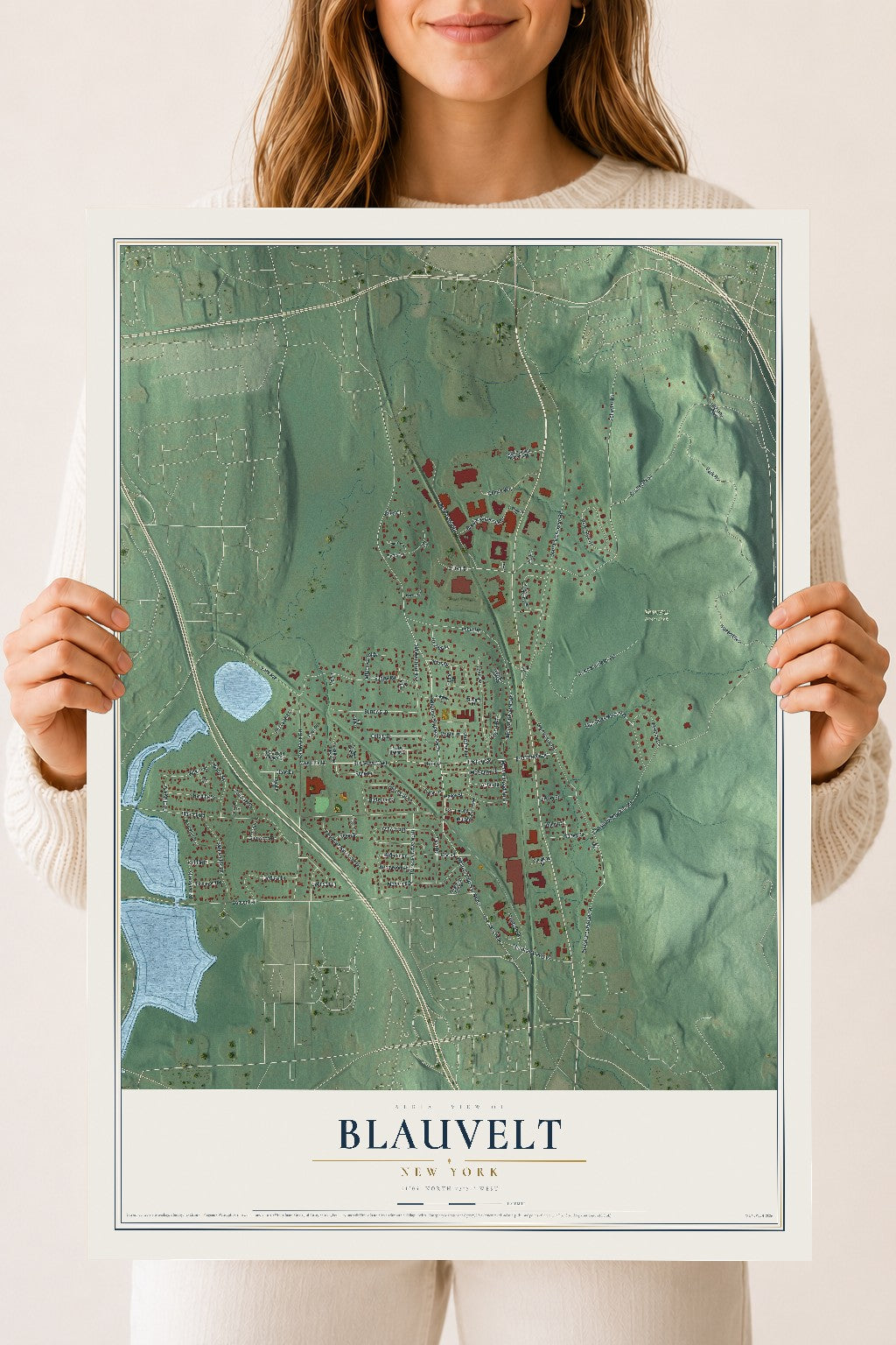 Blauvelt, New York map print, 18" x 24" Archival Matte Print mockup