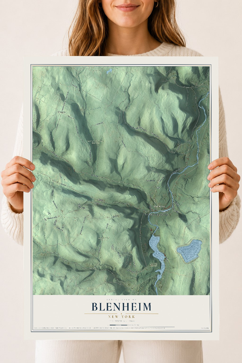 Blenheim, New York map print, 18" x 24" Archival Matte Print mockup