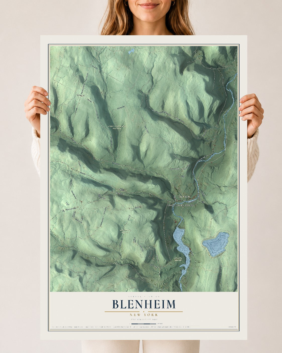 Blenheim, New York map print, 24" x 36" Archival Matte Print mockup