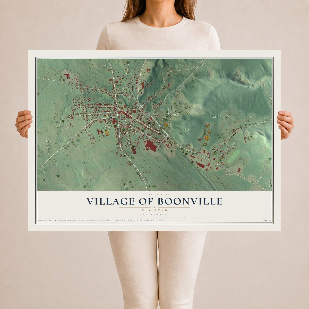Boonville, New York map print, 24" x 36" Archival Matte Print mockup