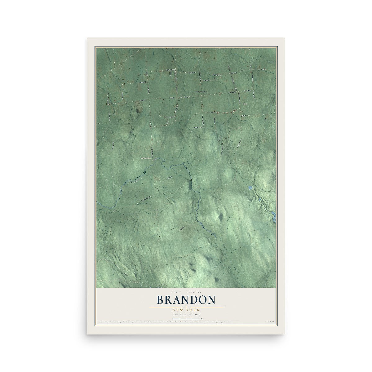Brandon, New York map print, 12" x 18" Archival Matte Print mockup