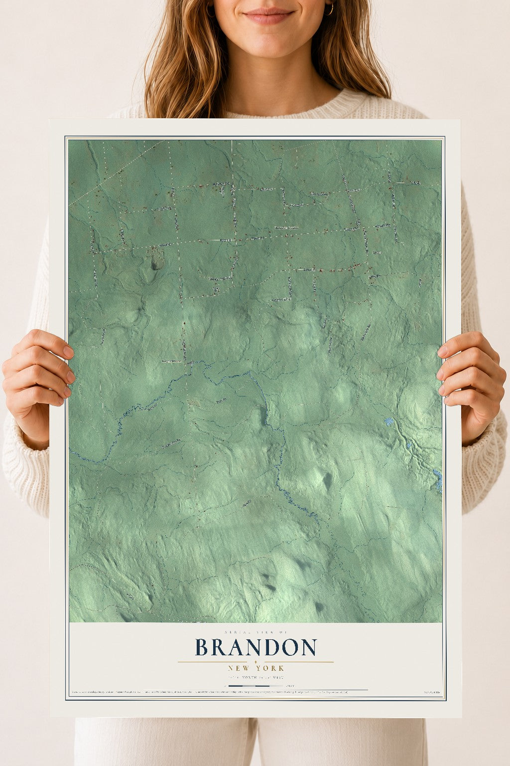 Brandon, New York map print, 18" x 24" Archival Matte Print mockup
