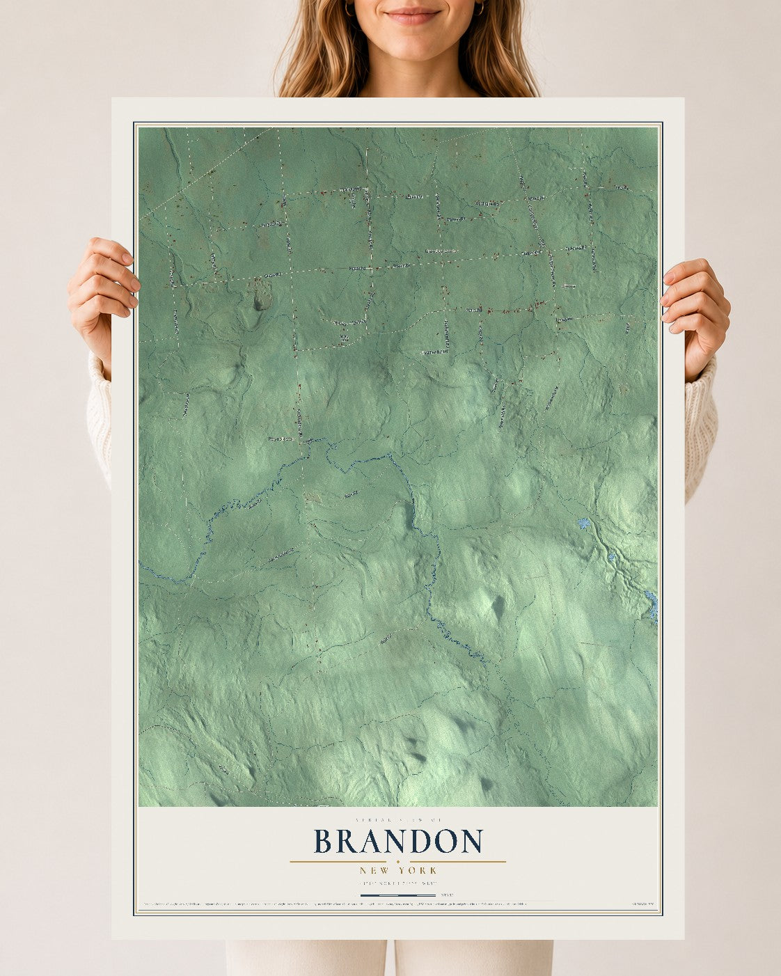 Brandon, New York map print, 24" x 36" Archival Matte Print mockup