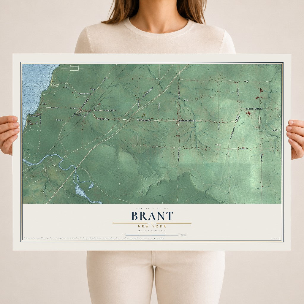 Brant, New York map print, 18" x 24" Archival Matte Print mockup