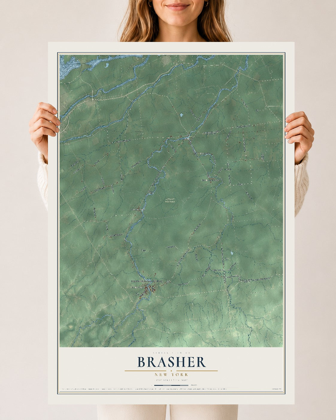 Brasher, New York map print, 24" x 36" Archival Matte Print mockup