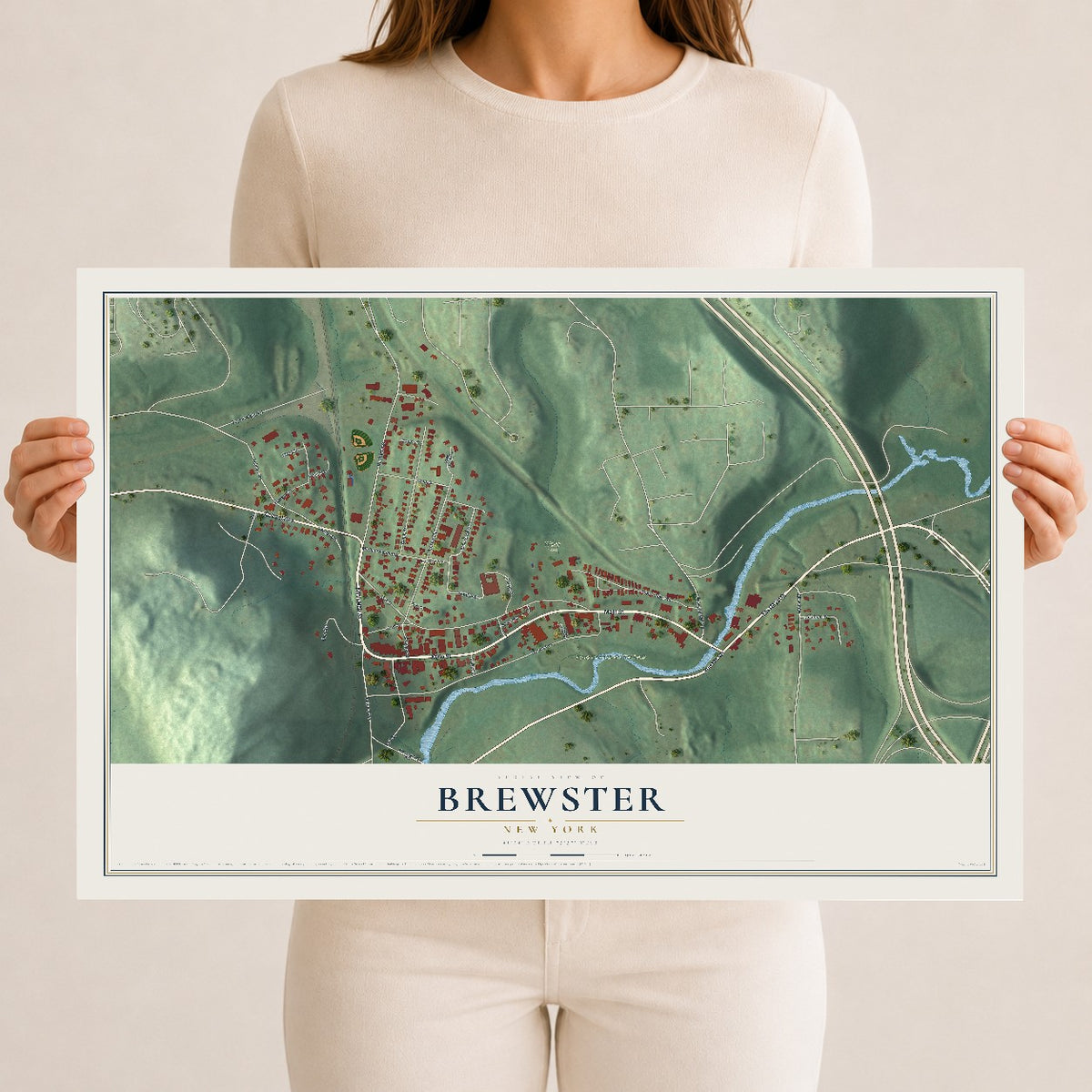 Brewster, New York map print, 12" x 18" Archival Matte Print mockup