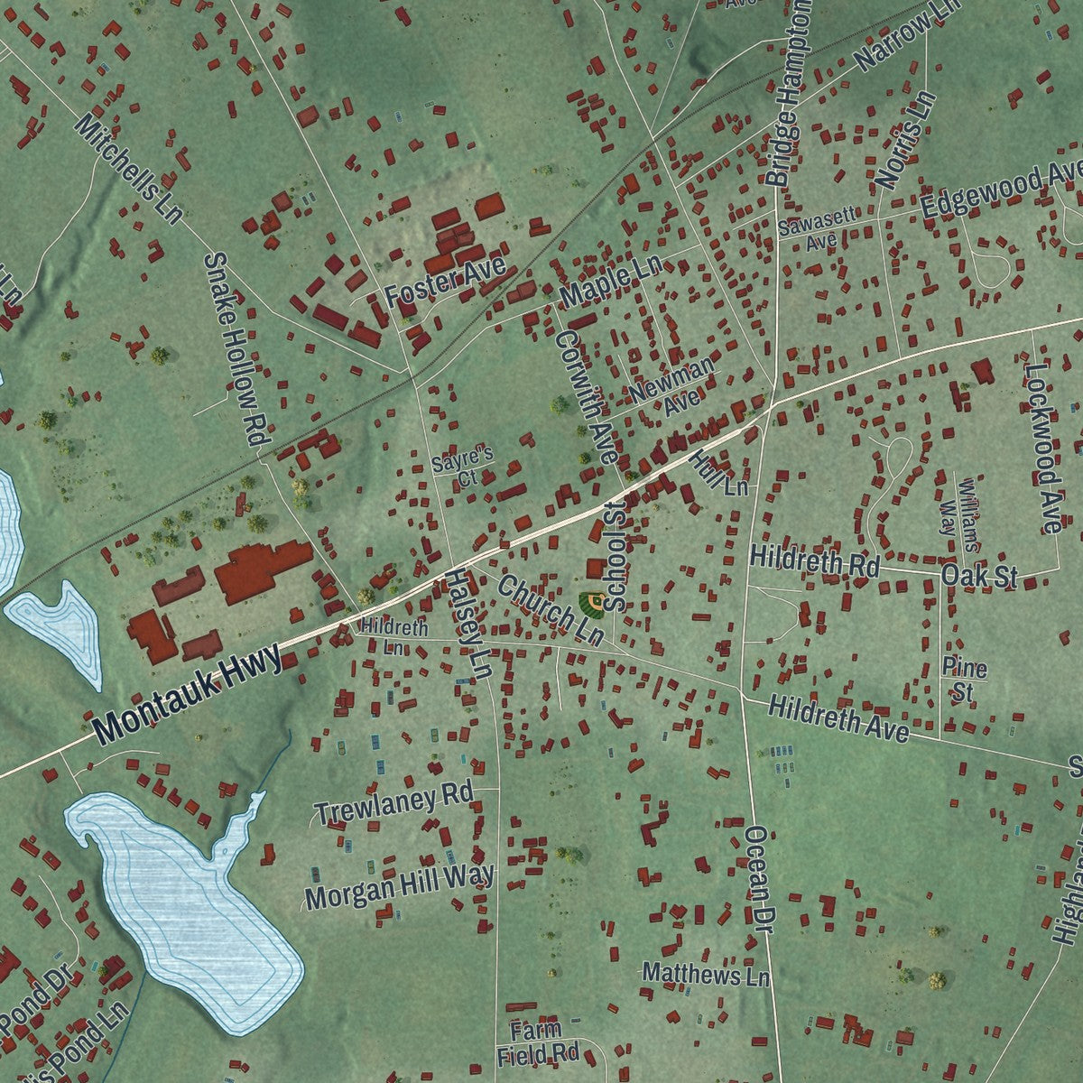Close-up 1 of the Bridgehampton, New York map artwork