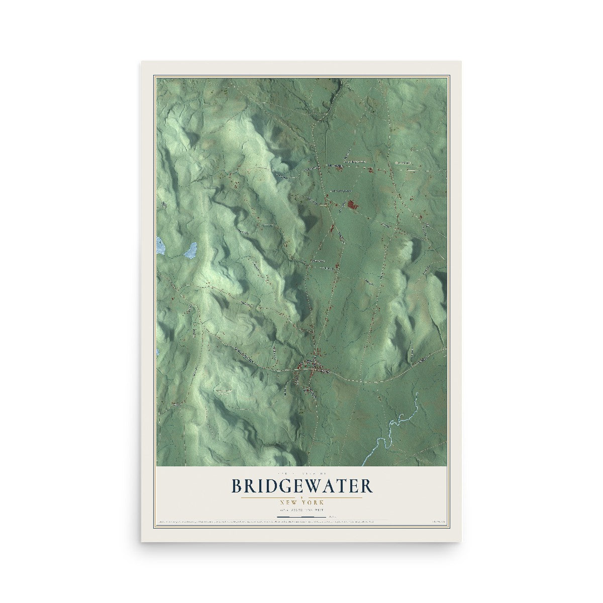 Bridgewater, New York map print, 12" x 18" Archival Matte Print mockup