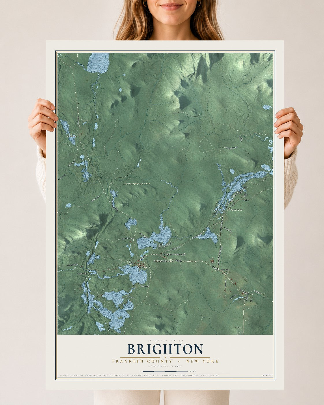 Map of Brighton, Franklin County, New York, 24 x 36 inch unframed archival matte print