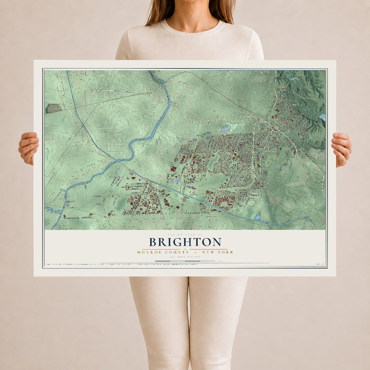 Map of Brighton, Monroe County, New York, 24 x 36 inch unframed archival matte print
