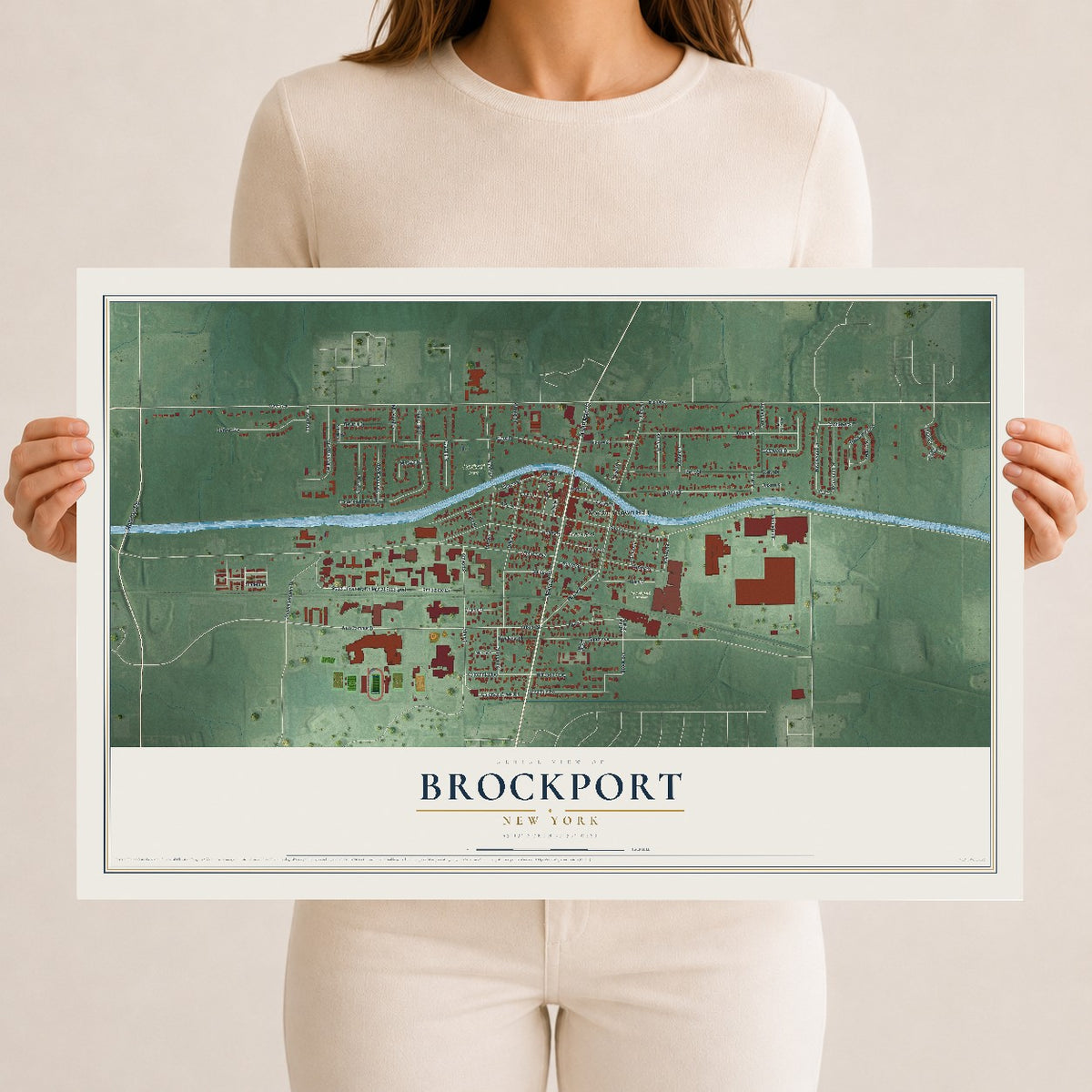 Brockport, New York map print, 12" x 18" Archival Matte Print mockup