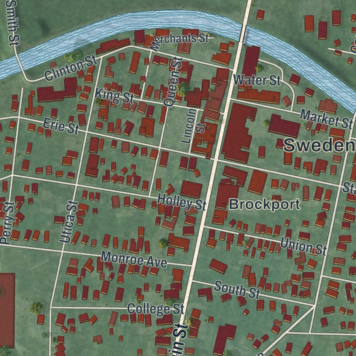 Close-up 1 of the Brockport, New York map artwork