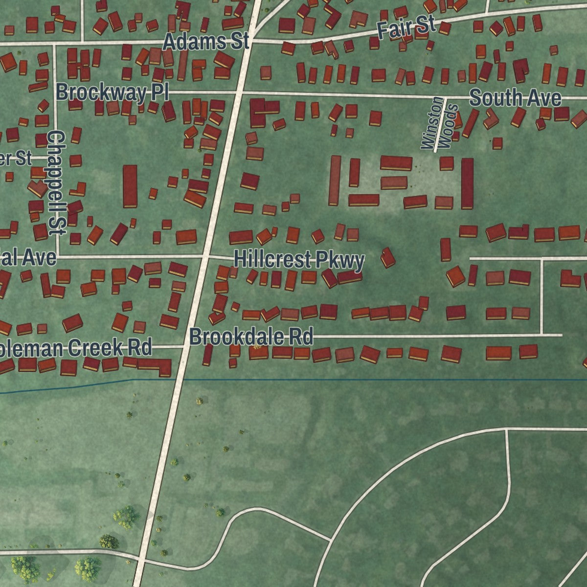 Close-up 2 of the Brockport, New York map artwork