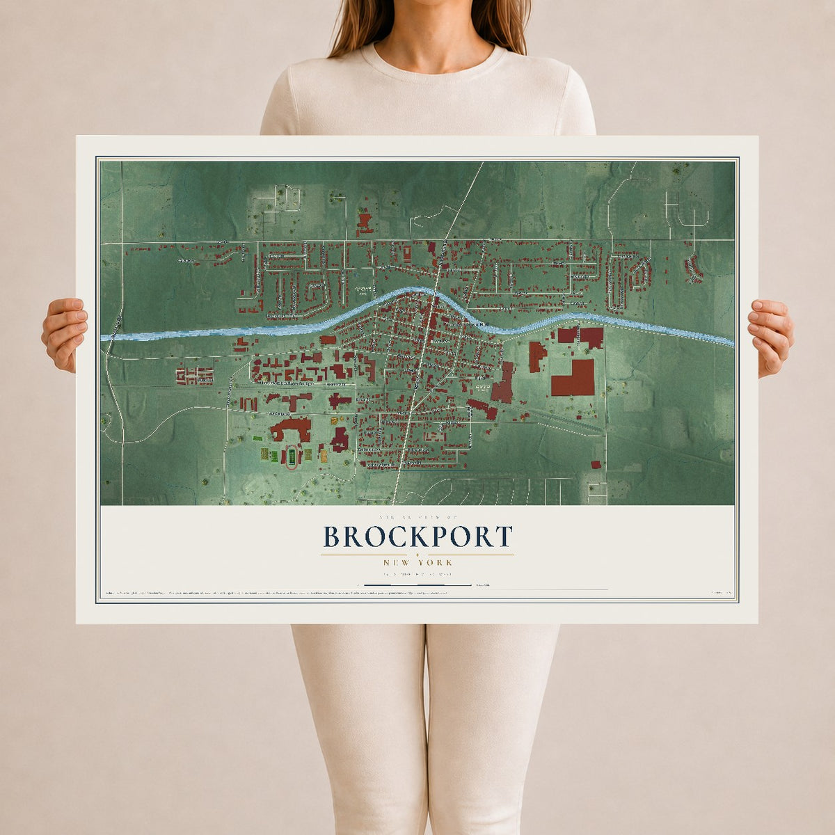 Brockport, New York map print, 24" x 36" Archival Matte Print mockup
