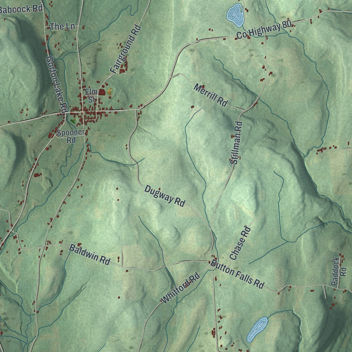 Close-up 1 of the Brookfield, New York map artwork