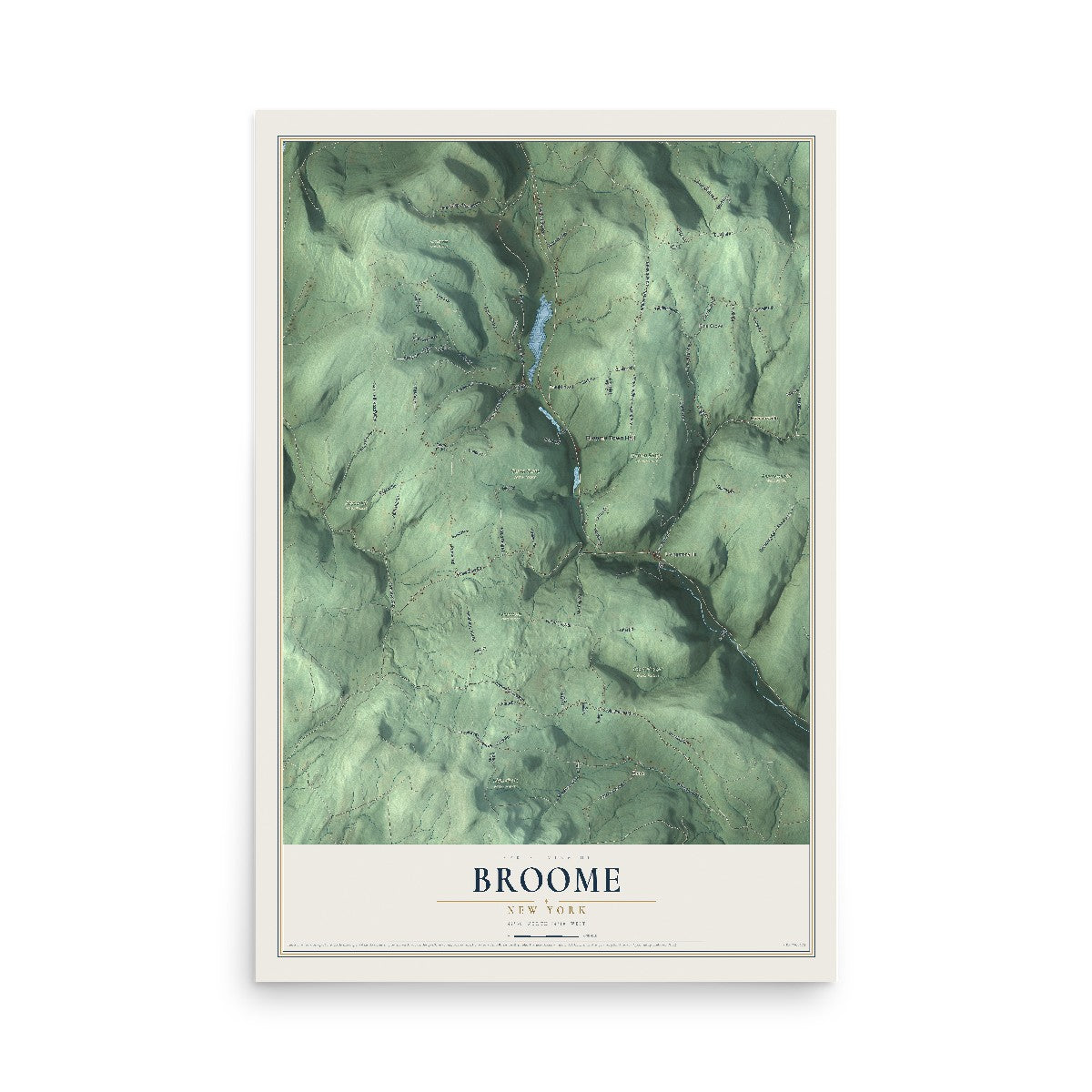 Broome, New York map print, 12" x 18" Archival Matte Print mockup