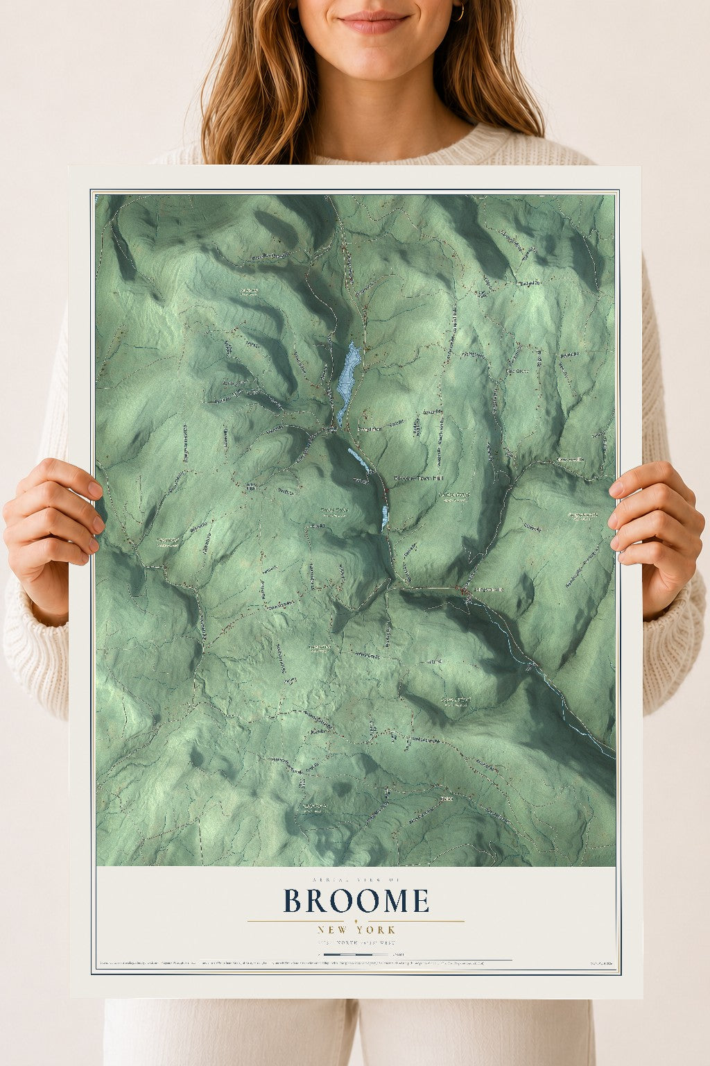 Broome, New York map print, 18" x 24" Archival Matte Print mockup