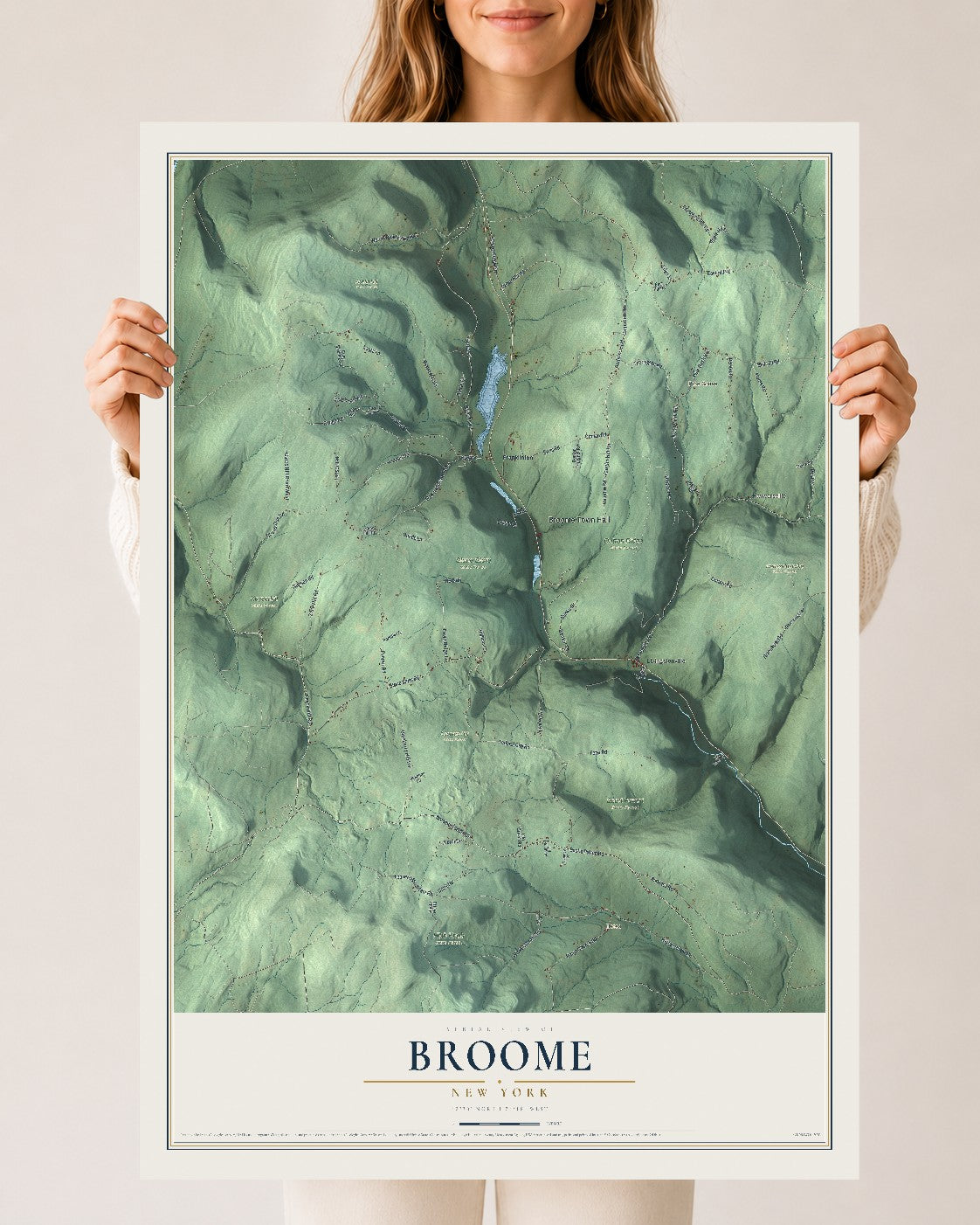Broome, New York map print, 24" x 36" Archival Matte Print mockup