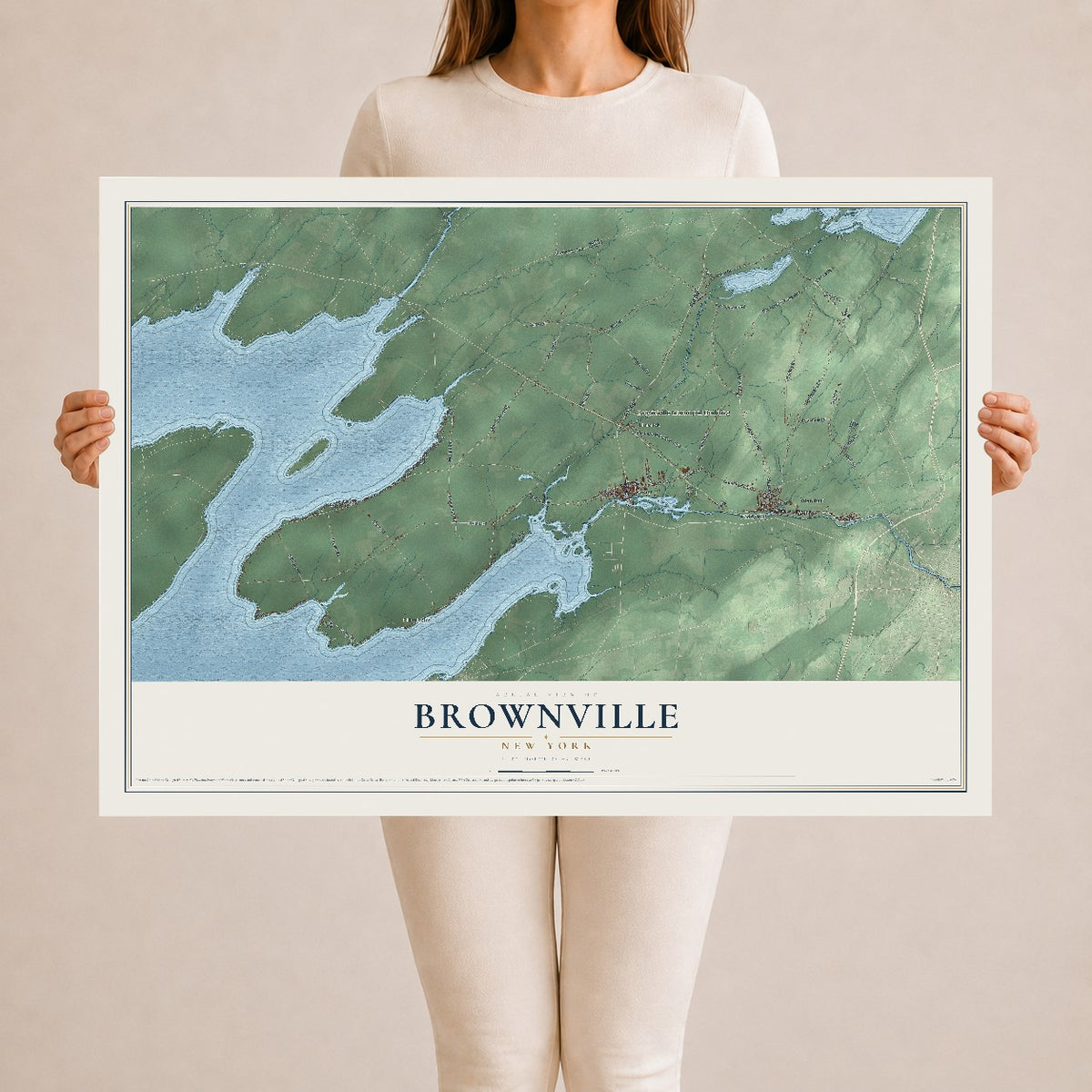 Brownville, New York map print, 24" x 36" Archival Matte Print mockup