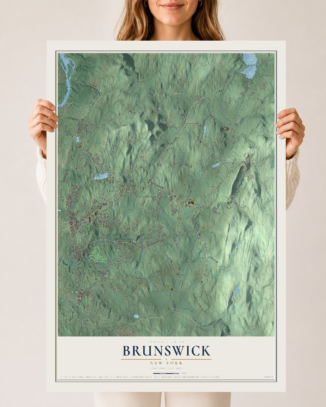 Brunswick, New York map print, 24" x 36" Archival Matte Print mockup