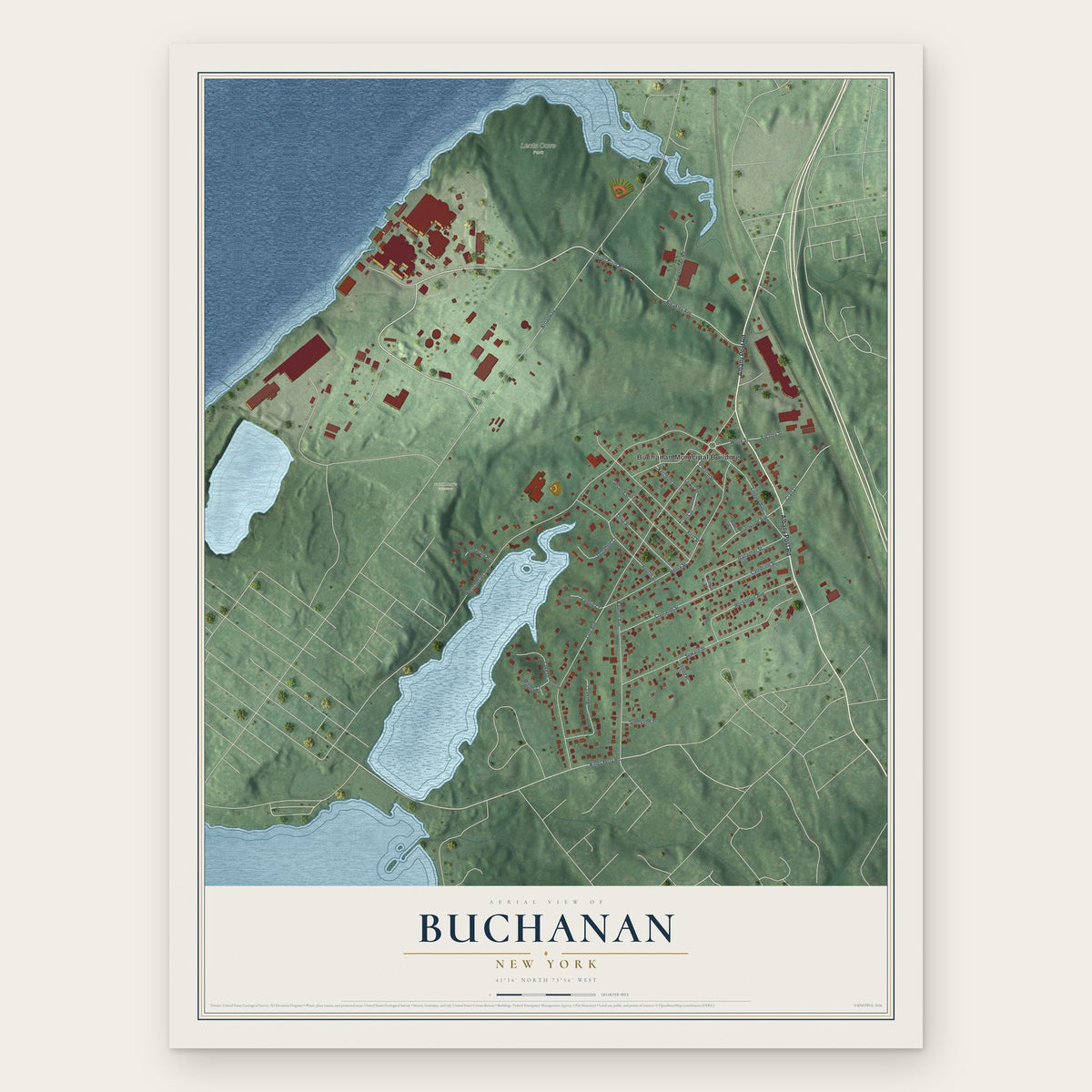 Buchanan, New York map print, the full design