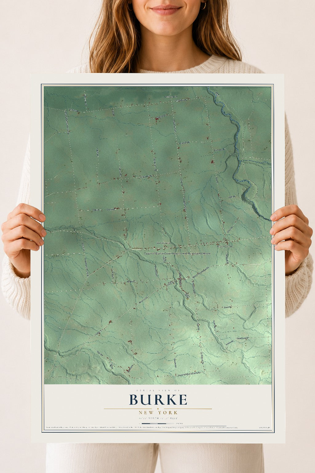 Burke, New York map print, 18" x 24" Archival Matte Print mockup