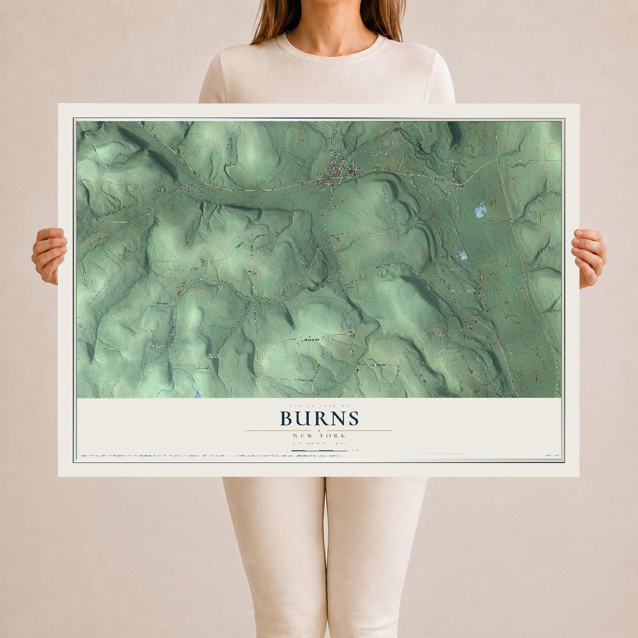 Burns, New York map print, 24" x 36" Archival Matte Print mockup