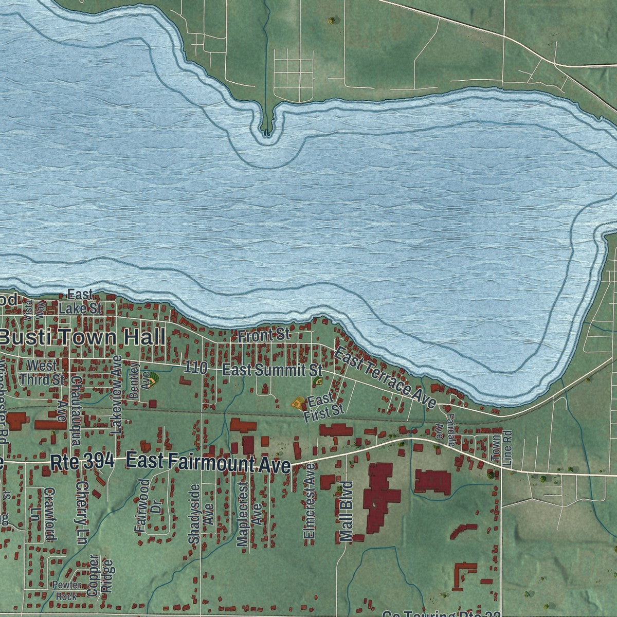 Close-up 1 of the Busti, New York map artwork