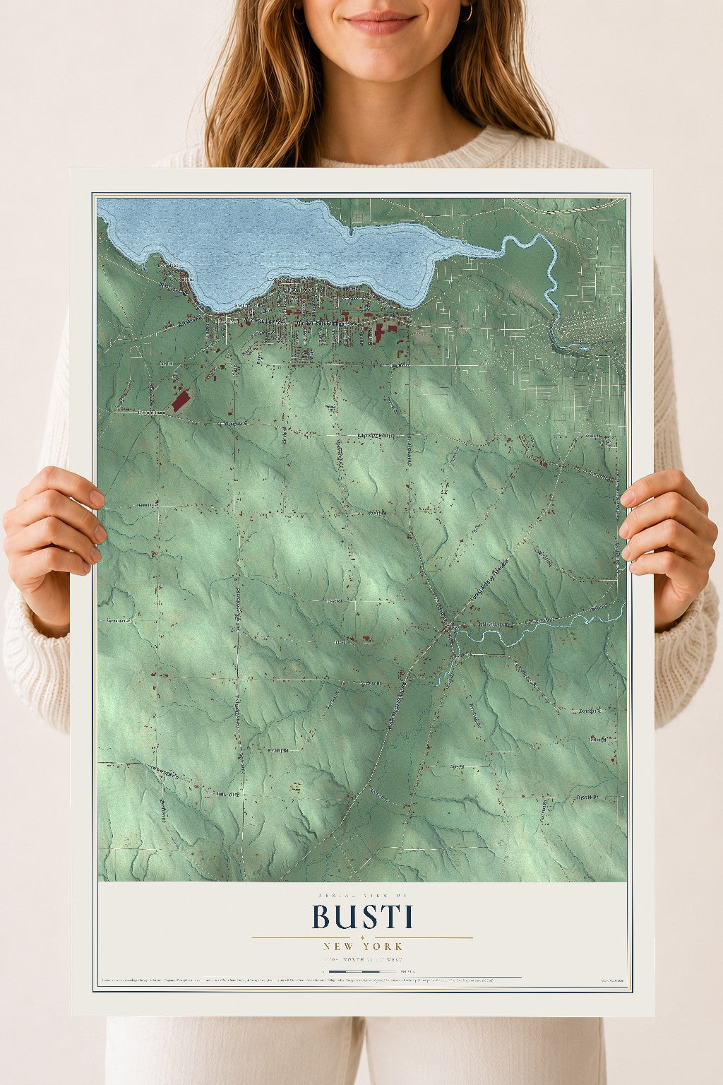 Busti, New York map print, 18" x 24" Archival Matte Print mockup