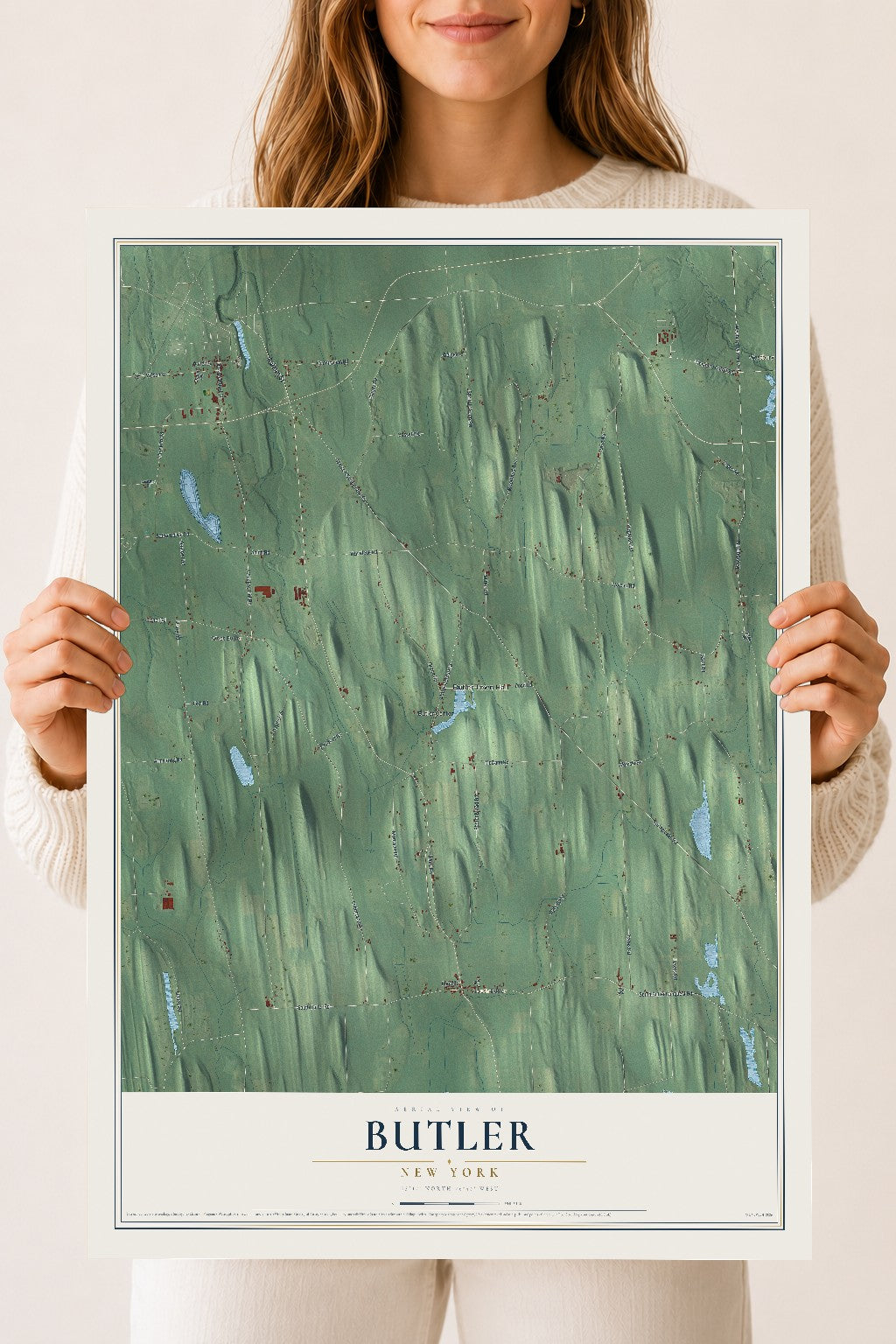 Butler, New York map print, 18" x 24" Archival Matte Print mockup